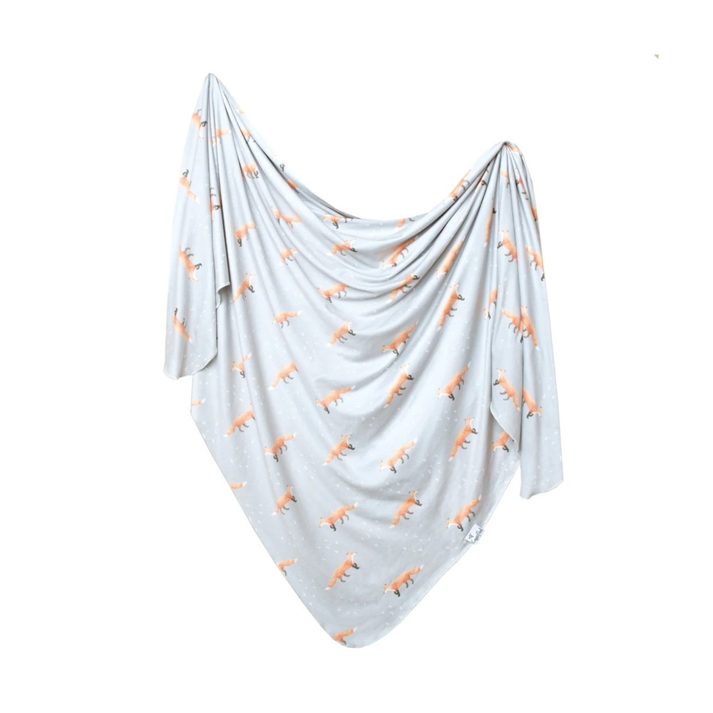 ✨New Copper Pear Knit Swaddle Blanket Swift the Fox Print